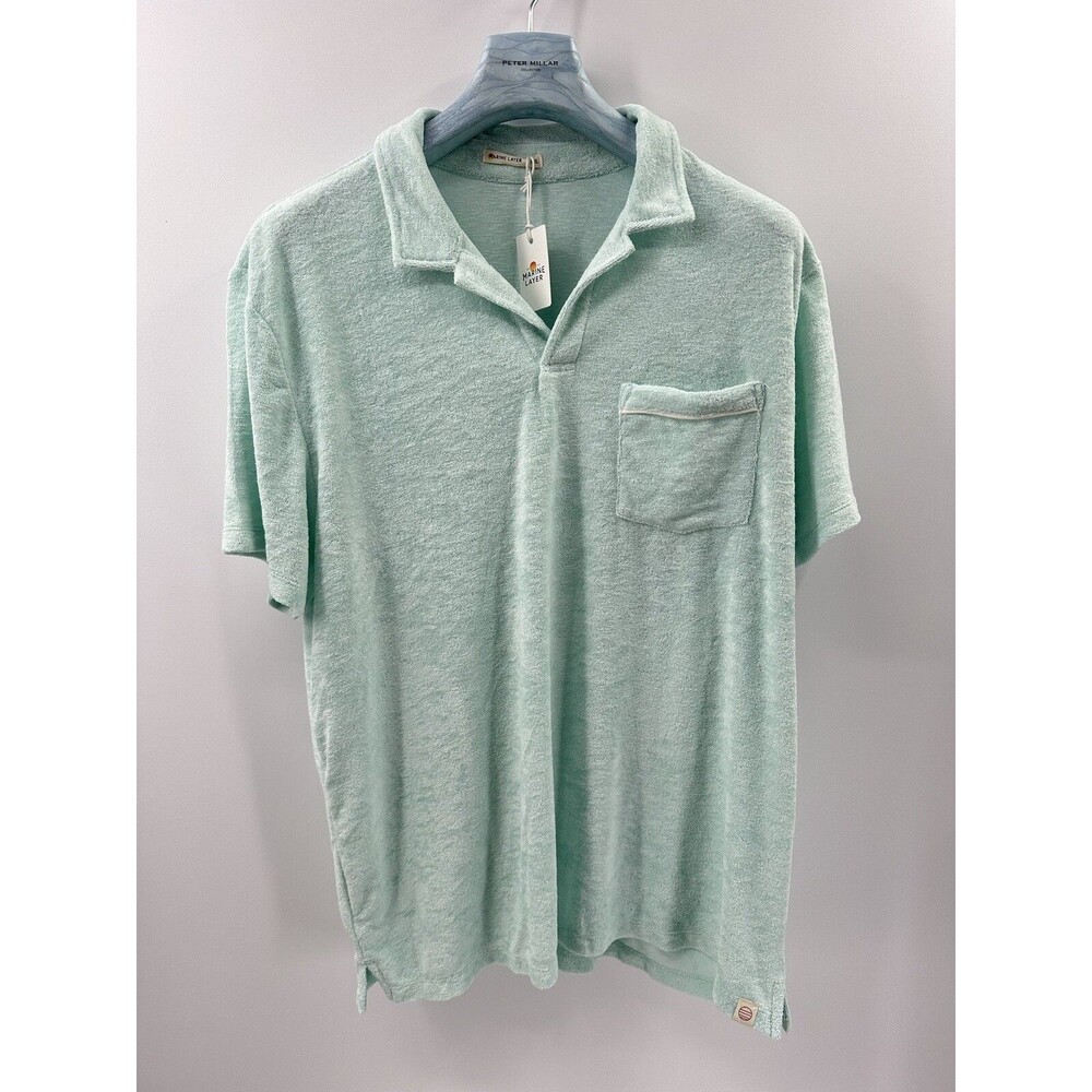Marine Layer Terry Chest-pocket Shirt Mint Green Size 2XL Slim-fit (A-4)